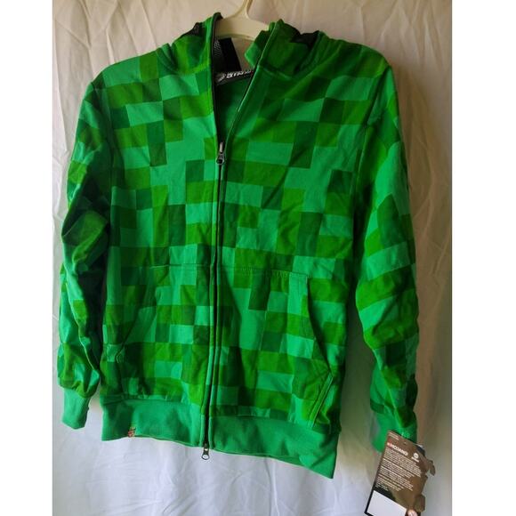 NEW with TAGS - Hooded Sweatshirt Minecraft Creeper Zip UP hood - Small - Picture 1 of 9